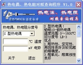 热电偶、热电阻对照查询程序V1.0