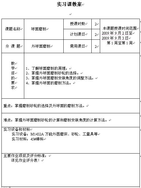 外球面磨削教案