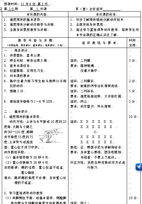 哈尔滨体育学院《速度滑冰》教案