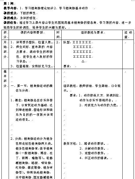 广西师范学院健美操选修教案