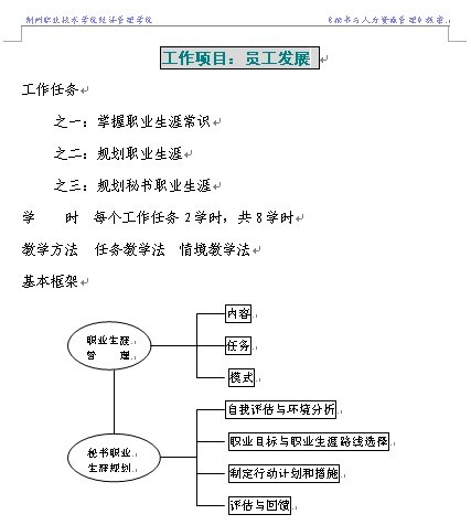 荆州职业技术学院 《工作项目：员工发展》教案