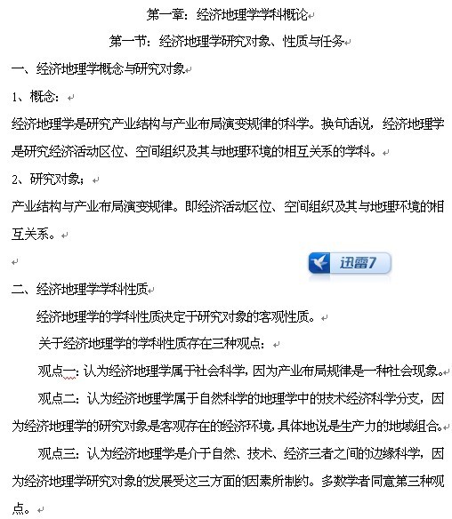《经济地理学》1-13章知识精要