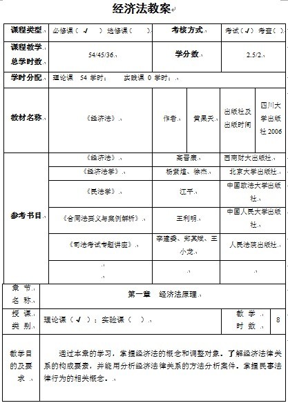 《经济法》1-7章教案