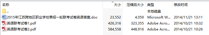 2014-2015年江苏省跨地区职业学校单招一轮联考《英语》试题及答案