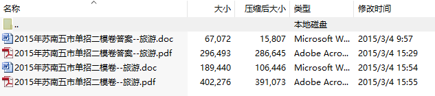 2015年苏南五市职业学校对口单招第二次调研性统测《旅游管理专业综合理论》试题及答案