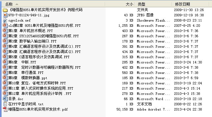 《增强型8051单片机实用开发技术》1-12章课件、源码、电子书