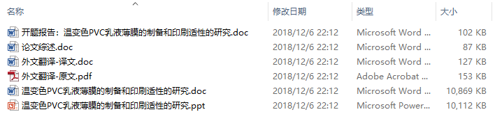 毕业论文-温变色PVC乳液薄膜的制备和印刷适性的研究