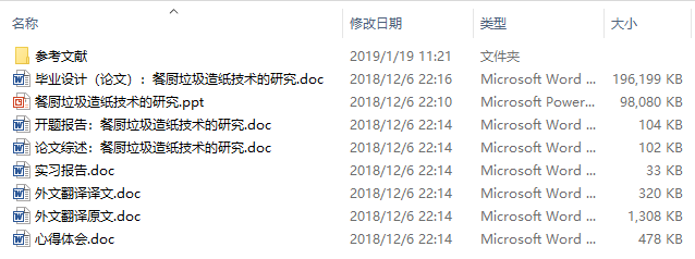毕业论文-餐厨垃圾造纸技术的研究