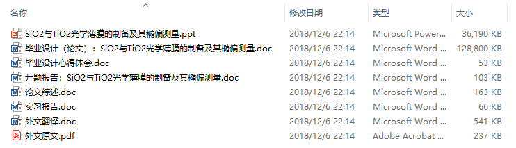 毕业论文-SiO2与TiO2光学薄膜的制备及其椭偏测量