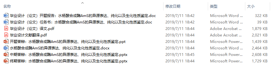 毕业论文-水杨酸合成酶AmS的异源表达、纯化以及生化性质鉴定