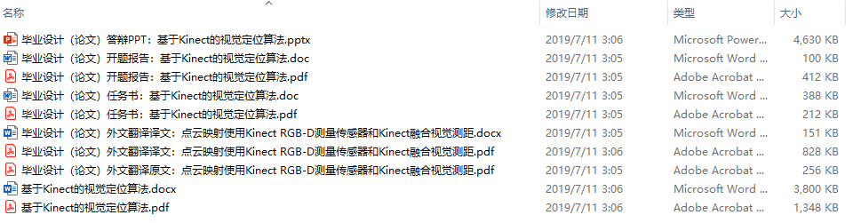 毕业论文-基于Kinect的视觉定位算法