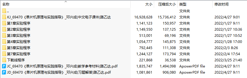 《单片机原理与实践指导》(邓兴成)中文电子课件(附实验指导书、习题答案)
