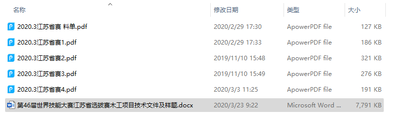 第46届世界技能大赛江苏省选拔赛木工项目技术文件及样题