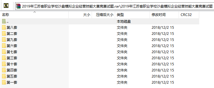 2019年江苏省职业学校沙盘模拟企业经营技能大赛竞赛试卷(共10套)